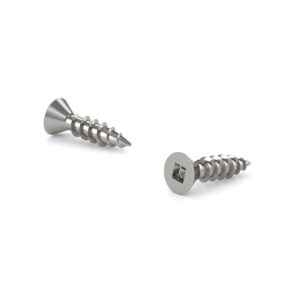 Stainless Steel Wood Screw, Flat Head, Square Drive, Regular Thread, Regular Wood Point