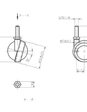 Roulette sphérique pour meuble, M27T-1.5''/2'', Roulettes