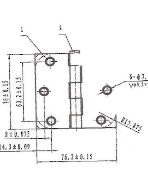 Demi-charnière à mortaiser de 7,62 cm (3 po) - rayon de 1,58 cm (5/8 po)
