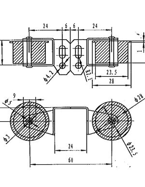 Coulisses de 22 po (558,8 mm) pour tiroirs à montage central