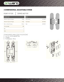 Librairie des catalogues Onward Hardware - Concealed Hinges
 - page 10