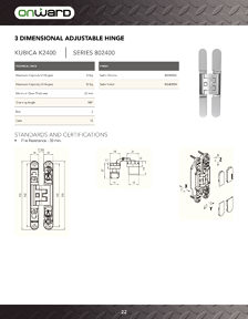 Librairie des catalogues Onward Hardware - Concealed Hinges
 - page 22